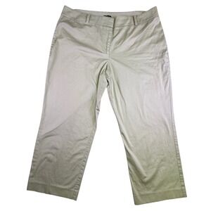 Ann Taylor Pants Women's Size 18 Khaki Cropped Curvy Straight Leg Trousers Tan